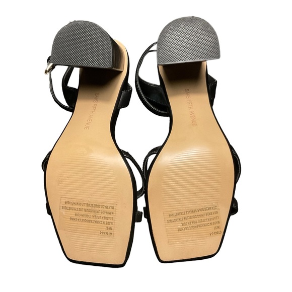 Saks Black Leather Sandals W5 - Picture 5 of 5